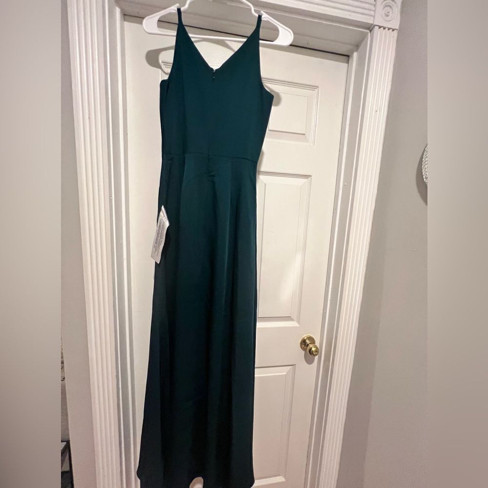 NWT Dress the Population Parker Gown in pine womens size xxs with side slit - Picture 7 of 12